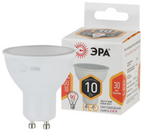 Лампа светодиодная LED 10 Вт 800Лм 2700К софит теплый GU10 170-265В LED MR16-10W-827-GU10 Standart (ЭРА) Б0032997