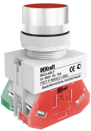 Кнопка красная выключения ABLF-22 220В ВK-22 (Dekraft) 25014DEK