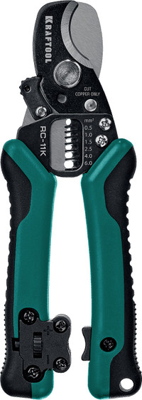 Кабелерез RC-11 д.11 мм 0.5-6 мм2 съемник изоляции встроенный нож (KRAFTOOL) 22696-3