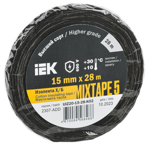 MIXTAPE 5 Изолента Х/Б 15мм 28м IEK (IEK) UIZ20-15-28-K02