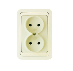 Mimoza Розетка двойная без заземления бежевая/бежевая (Makel) 25017