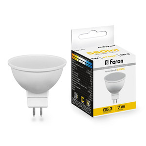 Лампа светодиодная LED 7вт 230в G5.3 теплая (FERON) LB-26 25235