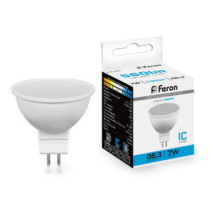 Лампа светодиодная LED 7вт 230в G5.3 дневная (FERON) LB-26 25237