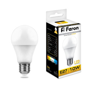 Лампа светодиодная LED 10вт Е27 теплый (FERON) LB-92 25457