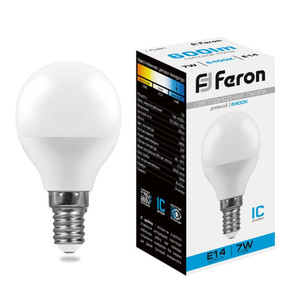 Лампа светодиодная LED 7вт Е14 дневной шар (FERON) LB-95 25480