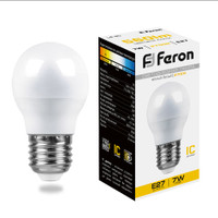 Лампа светодиодная LED 7вт Е27 теплый шар (FERON) LB-95 25481