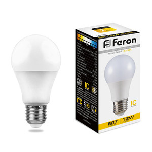 Лампа светодиодная LED 12вт Е27 теплая (FERON) LB-93 25489