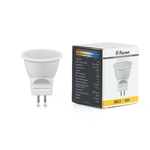 Лампа светодиодная LED 3вт 230в G5.3 MR11 теплый (FERON) LB-271 25551