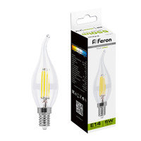 Лампа светодиодная LED 5вт Е14 белый свеча на ветру FILAMENT (FERON) LB-59 25576