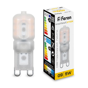 Лампа светодиодная LED 5вт 230в G9 теплый капсульная (FERON) LB-430 25636