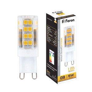Лампа светодиодная LED 5вт 230в G9 теплый капсульная (FERON) LB-432 25769