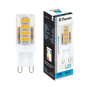 Лампа светодиодная LED 5вт 230в G9 дневной капсульная (FERON) LB-432 25771
