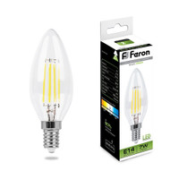 Лампа светодиодная LED 7вт Е14 белый свеча FILAMENT (FERON) LB-66 25780