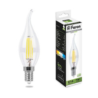 Лампа светодиодная LED 7вт Е14 белый свеча на ветру FILAMENT (FERON) LB-67 25781
