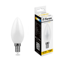 Лампа светодиодная LED 7вт Е14 теплый матовая свеча FILAMENT (FERON) LB-66 25785