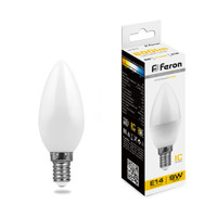 Лампа светодиодная LED 9вт E14 теплый матовая свеча (FERON) LB-570 25798