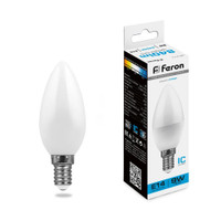 Лампа светодиодная LED 9вт Е14 дневной матовая свеча (FERON) LB-570 25800