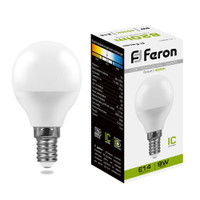 Лампа светодиодная LED 9вт Е14 белый матовый шар (FERON) LB-550 25802