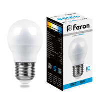 Лампа светодиодная LED 9вт Е27 дневной матовый шар (FERON) LB-550 25806