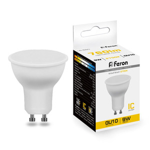 Лампа светодиодная LED 9вт 230в GU10 теплый (FERON) LB-560 25842