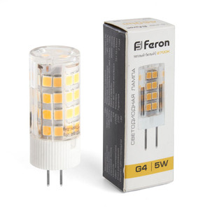 Лампа светодиодная LED 5вт 230в G4 теплый капсульная (FERON) LB-432 25860