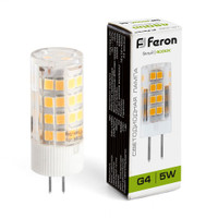 Лампа светодиодная LED 5вт 230в G4 белый капсульная (FERON) LB-432 25861