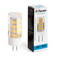 Лампа светодиодная LED 5вт 230в G4 дневной капсульная (FERON) LB-432 25862