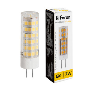 Лампа светодиодная LED 7вт 230в G4 теплый капсульная (FERON) LB-433 25863