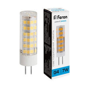 Лампа светодиодная LED 7вт 230в G4 дневной капсульная (FERON) LB-433 25865