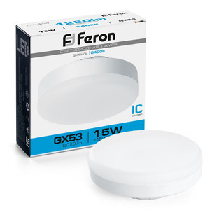 Лампа светодиодная LED 15вт GX53 дневной таблетка (FERON) LB-454 25869