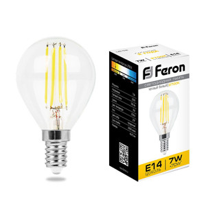 Лампа светодиодная LED 7вт Е14 теплый шар FILAMENT (FERON) LB-52 25874