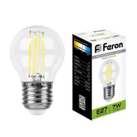 Лампа светодиодная LED 7вт Е27 белый шар FILAMENT (FERON) LB-52 25877