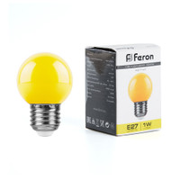 Лампа светодиодная LED 1вт Е27 желтый (шар) (FERON) LB-37 25879