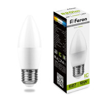 Лампа светодиодная LED 9вт Е27 белый матовая свеча (FERON) LB-570 25937
