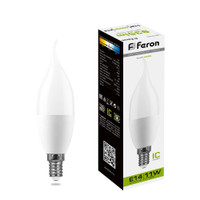 Лампа светодиодная LED 11вт Е14 белый матовая свеча на ветру (FERON) LB-770 25490