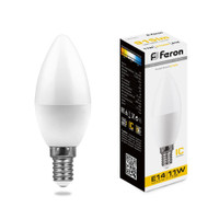 Лампа светодиодная LED 11вт Е14 теплый матовая свеча (FERON) LB-770 25941