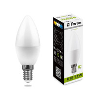 Лампа светодиодная LED 11вт E14 белый матовая свеча (FERON) LB-770 25942