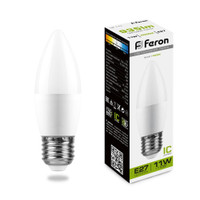 Лампа светодиодная LED 11вт Е27 белый матовая свеча (FERON) LB-770 25944