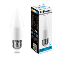 Лампа светодиодная LED 11вт Е27 дневной матовая свеча (FERON) LB-770 25945