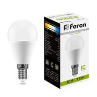 Лампа светодиодная LED 11вт Е14 белый матовый шар (FERON) LB-750 25947