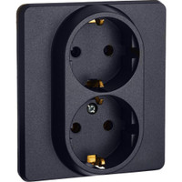 Розетка 2-местная с заземлением без защитных шторок 16А в сборе антрацит INSPIRIA (IEK) 673753