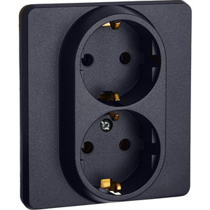 Розетка 2-местная с заземлением без защитных шторок 16А в сборе антрацит INSPIRIA (IEK) 673753