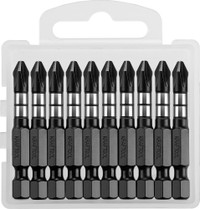 Биты Impact Pro, Philips, тип хвостовика E 1/4'', PH2, 50мм, 10шт, в пластиковом боксе (KRAFTOOL) 26191-2-50-S10