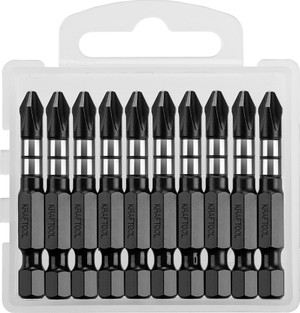 Биты Impact Pro, Philips, тип хвостовика E 1/4'', PH2, 50мм, 10шт, в пластиковом боксе (KRAFTOOL) 26191-2-50-S10