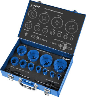 Набор коронок биметаллических (14,20,22,25,30,35,40,51,60,64,67) 11шт (ЗУБР) 29531-H11