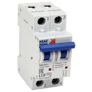Выключатель автоматический двухполюсный 6А L 6кА AC OptiDin BM63-2L6-УХЛ3 (КЭАЗ) 260659