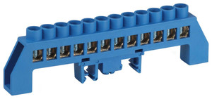 Шина NO-224-112 N ноль в комбинированном изоляторе на DIN-рейку ШНИ-8х12-12-Д-синий (ЭРА) Б0062972