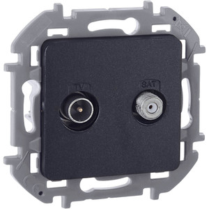 Розетка двойная TV+SAT тип звезда двухкабельная антрацит INSPIRIA (IEK) 673883