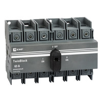 Рубильник 63A 3P реверсивный c рукояткой для прямой установки TwinBlock (EKF) tb-s-63-3p-rev