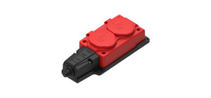MultiSet Колодка 2х розетка 2К+З каучуковая 16А/250В IP44 Красная (Systeme Electric) MST4122RD